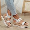 Fashion Comemore Large Size Wedges Roman Sandals Summer New Round Head Casual Buckle Strap Women's Shoes High Heels Thick Bottom Sandal
