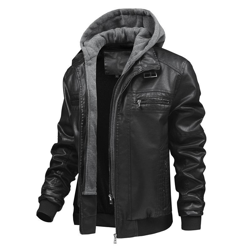 Men's casual pu leather jacket trendy jacket ozon European and American size spring and autumn leather jacket