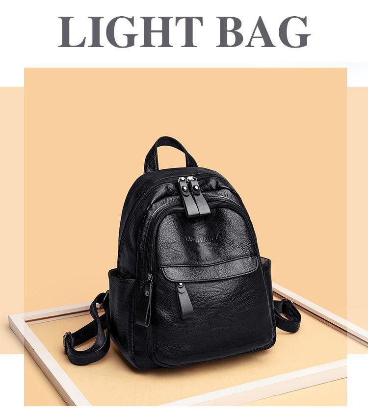 Women's Versatile PU Leather Large Capacity Backpack Handbag