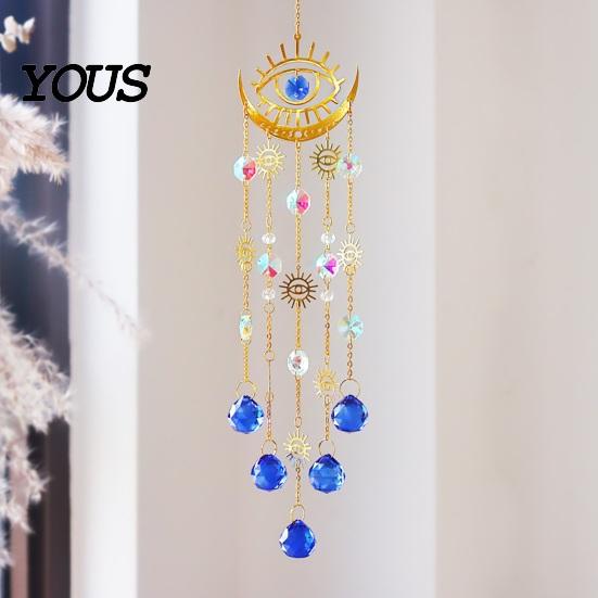 Wall Hanging Wind Chime Boho Style Crystal Suncatcher, Sun Catcher for Windows, Healing Decor Charming Gift Home, Crystals Prism Rainbow Maker Indoor