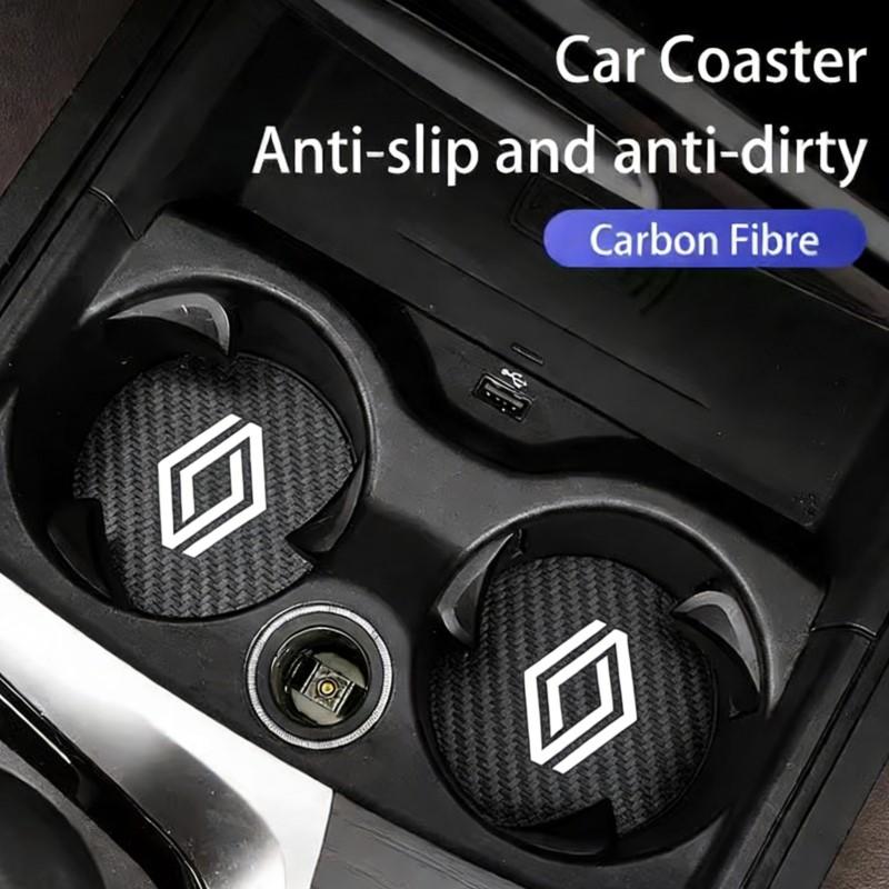 Car Coasters Water Cup Mats Waterproof Slot Pad Auto Accessories For Renault RS Megane 2 3 4 Trafic Scenic 2 Clio Captur Twingo T444