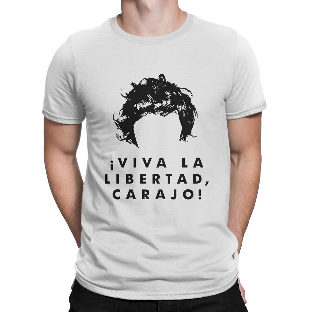 Live Freedom Black Milei T-Shirts Javier Milei Freizeit-T-Shirt Kurzarm Rundhals-T-Shirt Reine Baumwolle Geschenkbekleidung