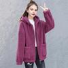 Women Winter Hoodie Thick Fleece Drawstring Hooded Outerwear Full Sleeves Zipper Closure Windproof Cardigan Jacket with Pockets