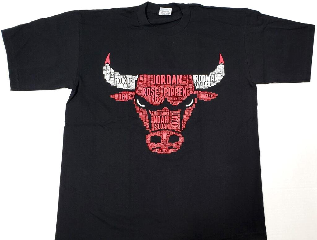 BULLS T-shirt Chicago 100% Heavy Cotton Tee Adult Men's XL Black New