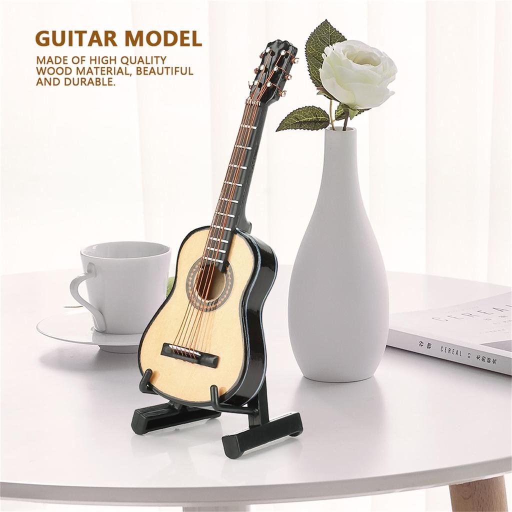 Miniature Wooden Guitar Model Display Mini Musical Ornaments Craft Home Decor