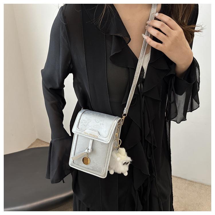 

Foreign style mini bag 2025 new trendy summer fashion women s bag shoulder messenger bag new Chinese style mobile phone bag серебряный