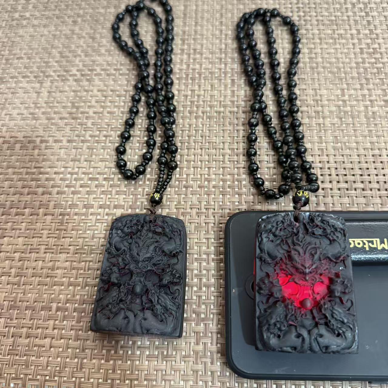 

Dragon Pendant Necklace - Photochromic Red Green Amber Resin Acrylic Jewelry
