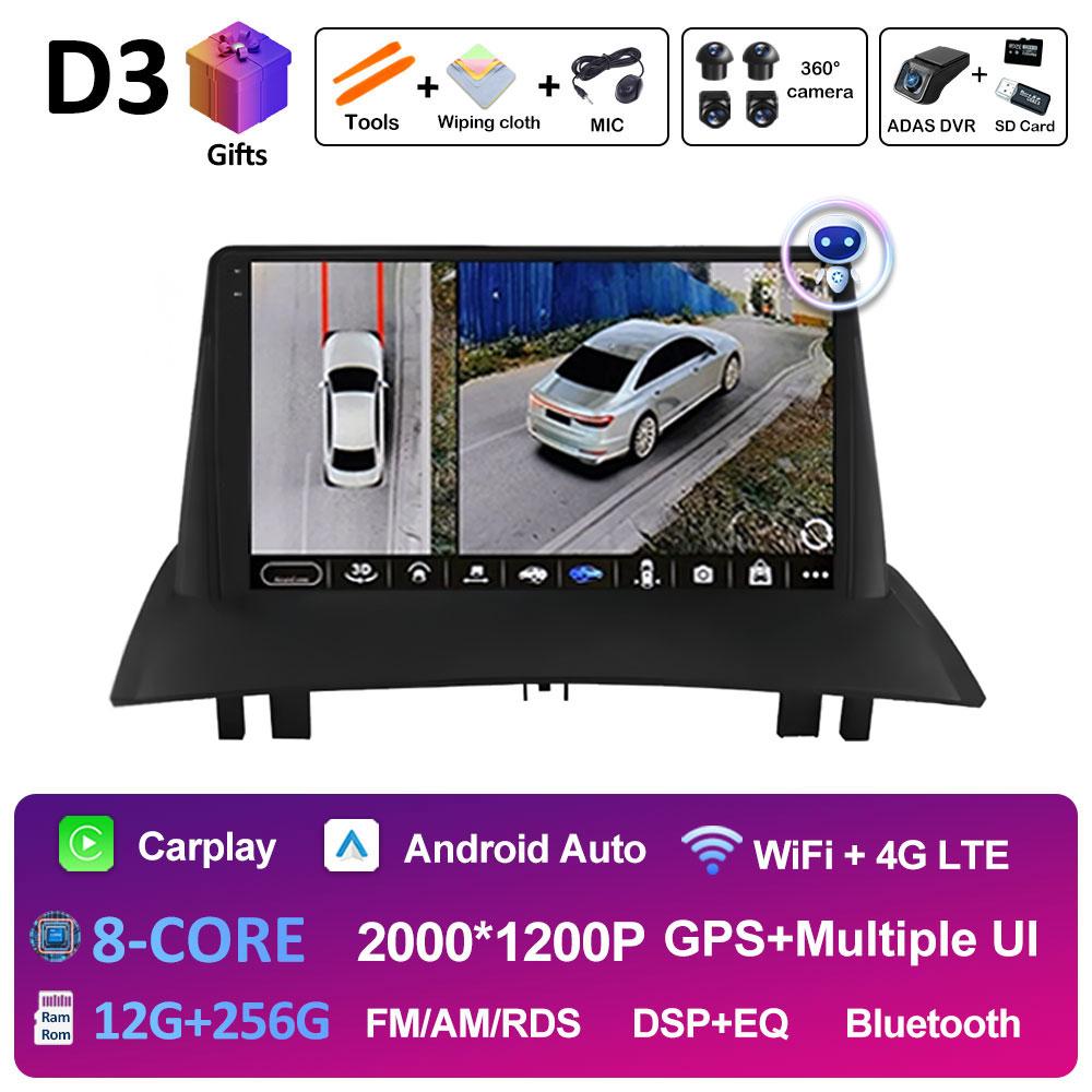 For Renault Megane 2 2002 2003 2004 2005 - 2009 Wireless Carplay GPS Navigation Android 14 DSP Stereo Autoradio Touch Screen 4G