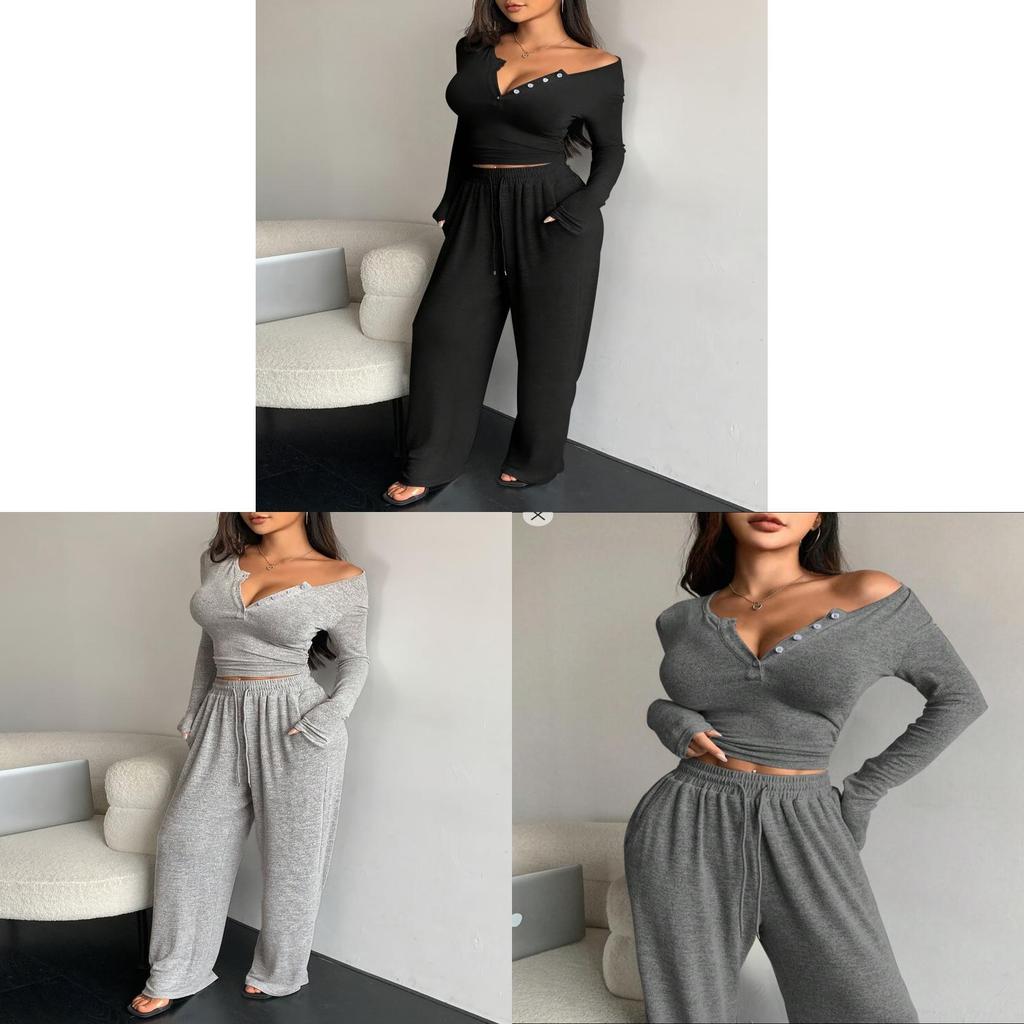 Streetwear Fashion Womens Long Sleeve Solid Color Jumpsuit With Button Details For Fall