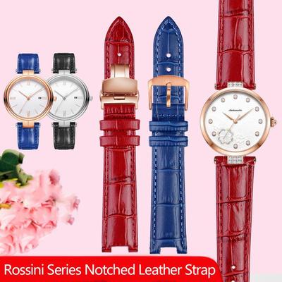 ONECowhide Leather Watchband For Ros-sini 516752 616764 517784 5758G Notch Watch Chain Strap Red Bracelet Men Women 14mm 16mm 18mmMN