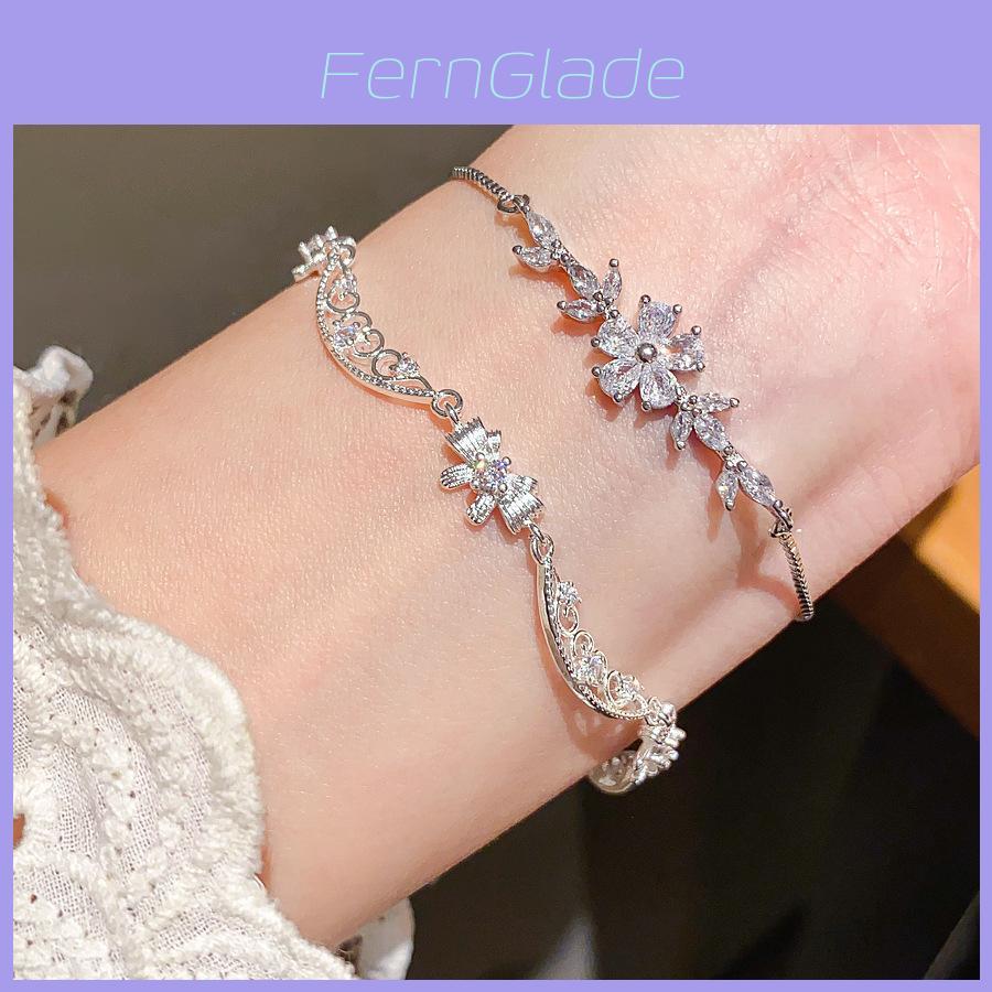 Copper Zircon Butterfly Bow Fashion Bracelet With Cubic Zirconia For Women