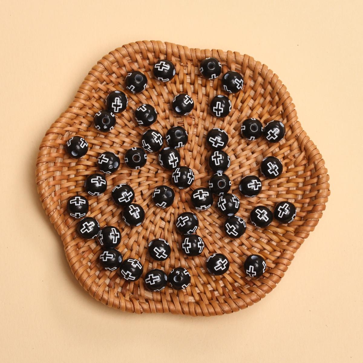 

50 шт. 7 мм модные крестообразные свободные акриловые круглые бусины для изготовления ювелирных изделий своими руками брелок браслет ожерелье материал ручной работы аксессуары