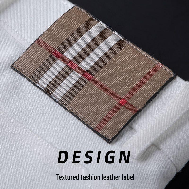 Kırışmaya Dayanıklı Dar Kesim Erkek Beyaz Kot Pantolon - Yıkanabilir, Düz Bacak, İş Günlük Giyim, Hafif Lüks, Sonbahar & Kış Trend Marka.