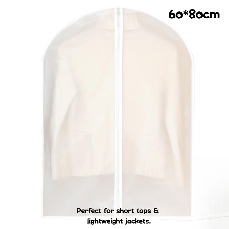 5PCS Transparent Dust Cover Household Waterproof Garment Bag With Zipper Washable Hanging Protector For Suits Coat