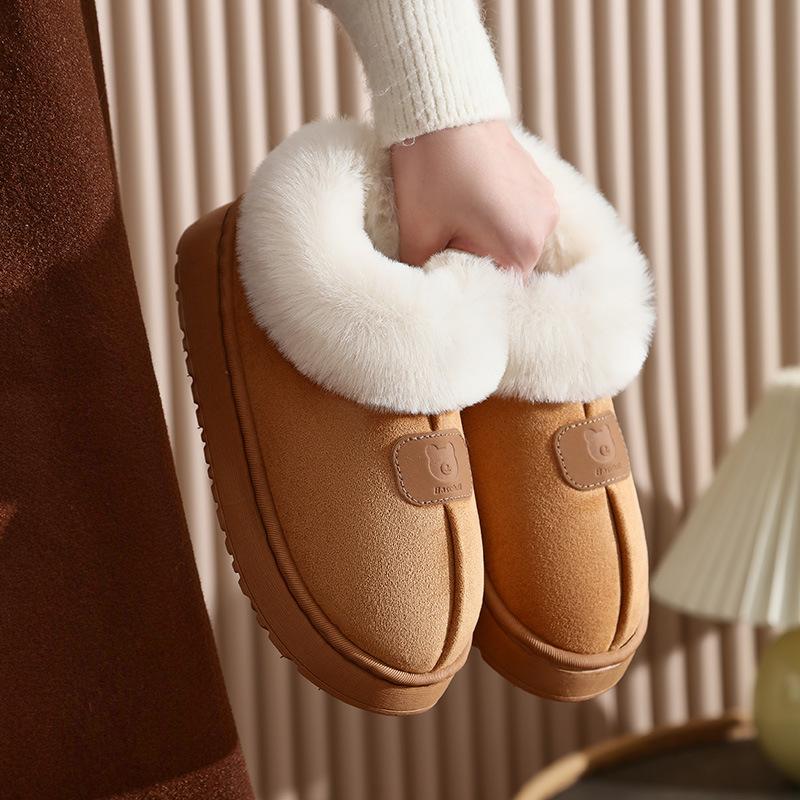 Couple Winter Fluffy Cotton Slippers, Indoor Non-Slip Warm Plush House Slippers for Men Women Home Use