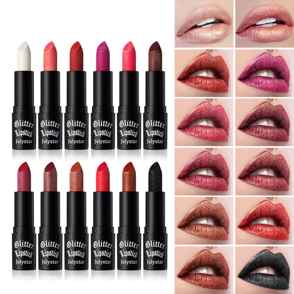 Non-stick cup lipstick, metallic shine lipstick, diamond glitter matte lipstick, moisturizing and nourishing, long-lastingwaterproof and smudge-proof