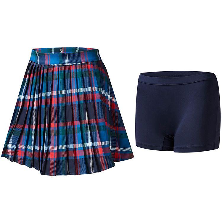 Fila Athletics Plaid Built-In Shorts Comfortable Fashion Pleated Casual Skirt Women Skirts Jade-White A11W113321F-PT