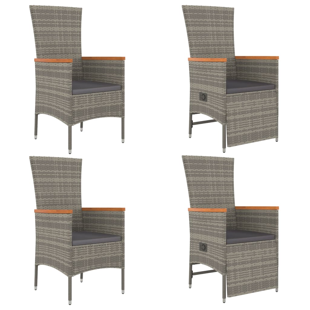 5 piece garden dining set with cushions gray poly rattan
