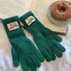 Warm Lining Full Finger Knitted Gloves One Size Faux Cashmere Gloves  For Students