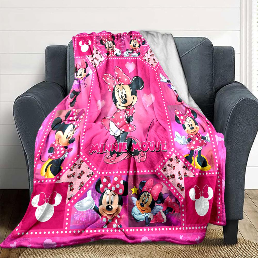 Minnie Mouse Pink Frame Blanket Soft Throw Blanket For Home Bedroom Bed Sofa Travel Office Solid Christmas Blanket