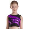 Girls Gymnastics Dance Set Long Sleeve Metallic Patchwork Leotard Crop Top and Rhinestone Waistband Shorts