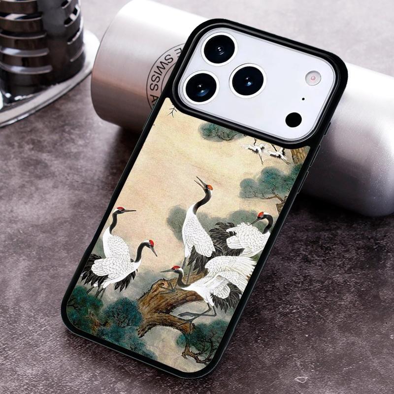 Red-crowned Crane Bird Phone Case for iPhone 17 16 15 Pro Max Air 14 13 12 11 Plus Shockproof Capa Cover