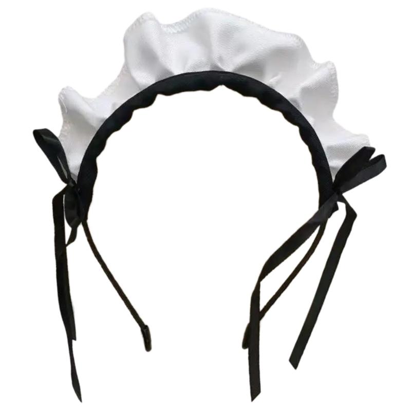 Ruffle Maid Headband Bowknot Ruffled Hair Hoop Maid Hairband Maid Cosplay Costume Accessory For Women Halloween Cosplay