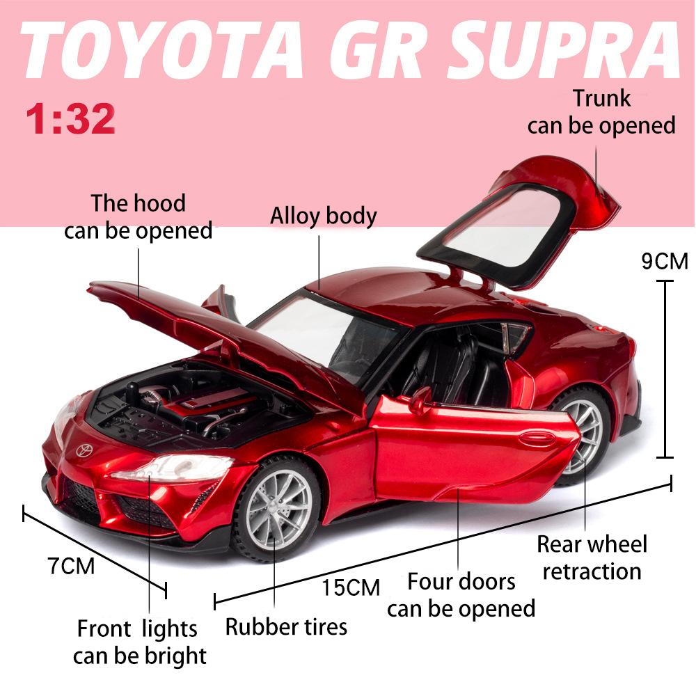 1/32 Scale Toyota GR SUPRA Sports Diecast Car Model Toy, Pull Back Toy Vehicle with Sound and Light for Kids Toddler Boys Girls Gift Collection