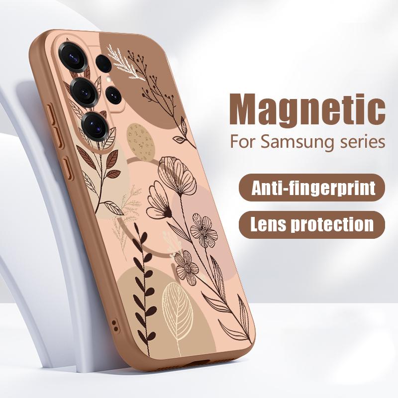 Cartoon Daisies Flower Pattern Case For Samsung S26 Edge S25 FE S24 Plus S23 S22 Ultra A15 A16 A17 A35 A36 A37 A54 A55 A56 A57 5G Magnetic Matte Cover