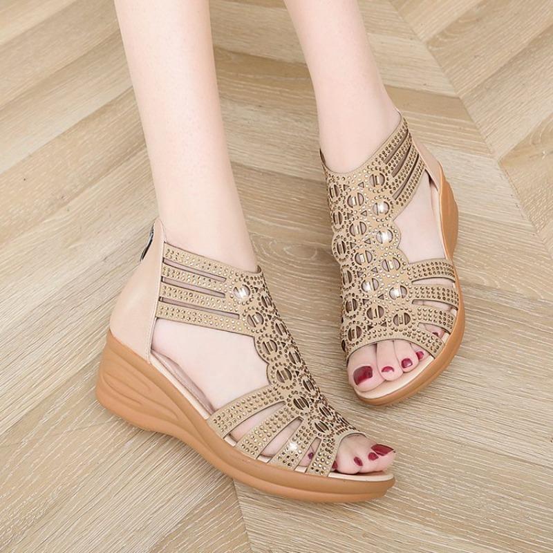 Fashion New Roman Sandals for Women 2025 Summer New Soft Sole Outer Wear Women's Wedge Shoes Fashion Casual Designer Shoes for Women