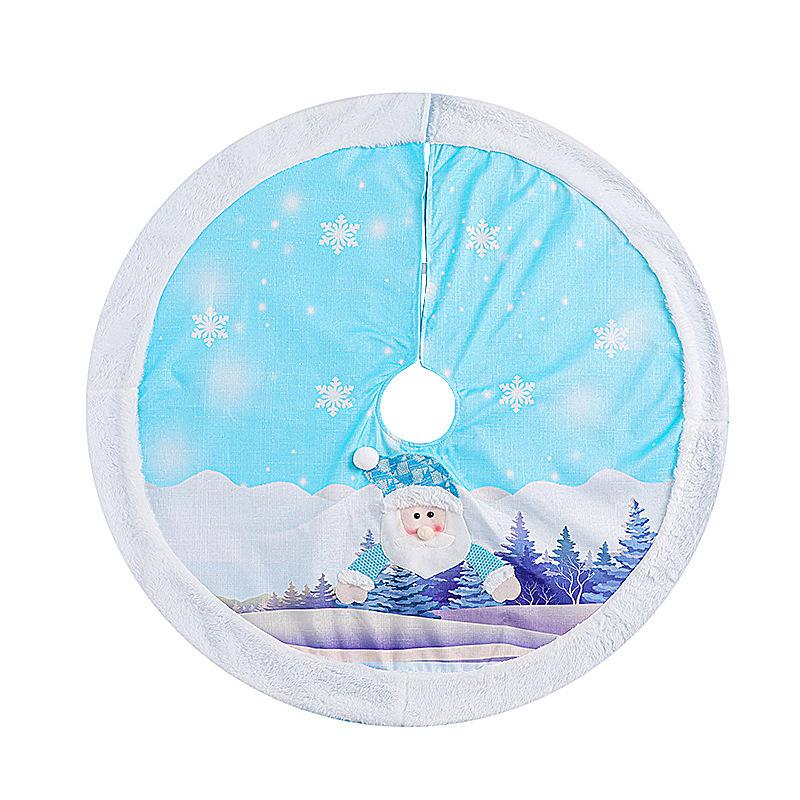 Plush Tree Skirt Led Blue Luminous Christmas Tree Venue Decoration Apron Lit Christmas Tree Skirt