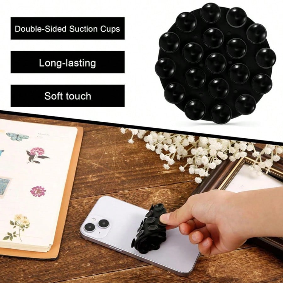 

Suction Cup Rectangular Single-Sided/Double-Sided Mobile Phone Holder, Portable & Movable Phone Stand, Phone Fixator чорний