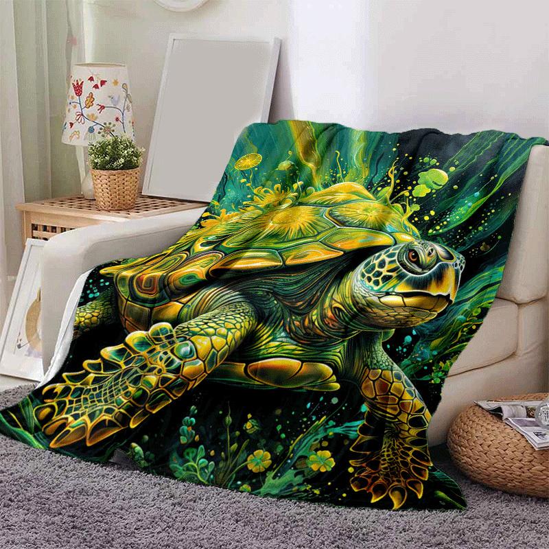 1 Stück Schildkrötenmuster Leichte Flanelldecke, Bequeme und Warme Decke, für Camping Sofa Bett und Couch Büro, Geeignet für Geschenk Blank