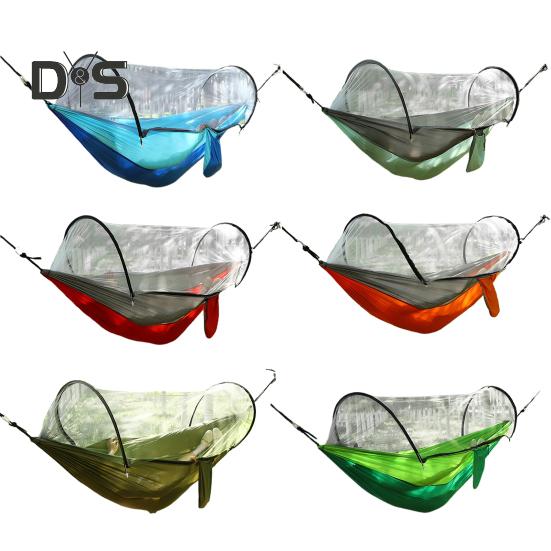Amaca da campeggio con rete anti-moscerini da 200 kg, traspirante, leggera, portatile, singola, con cinghie per alberi, facile da montare, per interni ed esterni, da trekking