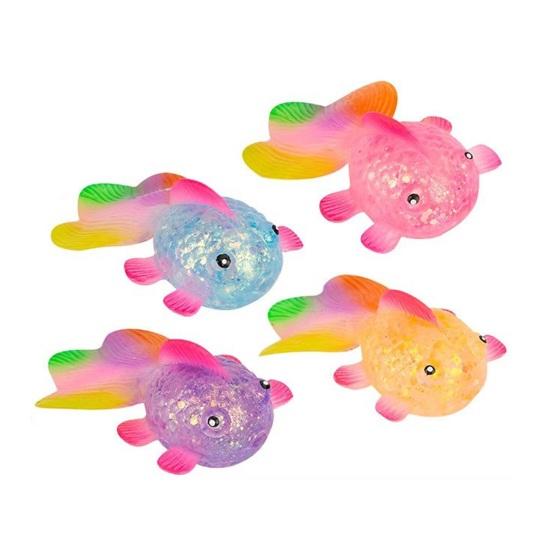 Klarer Goldfisch Quetschspielzeug Stressabbau Glitzer Mehrfarbiger Schwanzfisch Stress Zuckerball Sensorisches Spielzeug Weich Dekompression Fidget Spielzeug