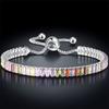 2x4mm Rectangle Stone Rainbow Crystal Multicolor Zircon Bracelets for Women Rose Gold Silver Color Chain Bracelet Bridal Jewelry
