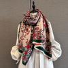Luxury Winter Flower Pattern Cashmere Scarf Women  Design Warm Pashmina Blanket  Scarves Female Shawl Thick Foulard Bufanda