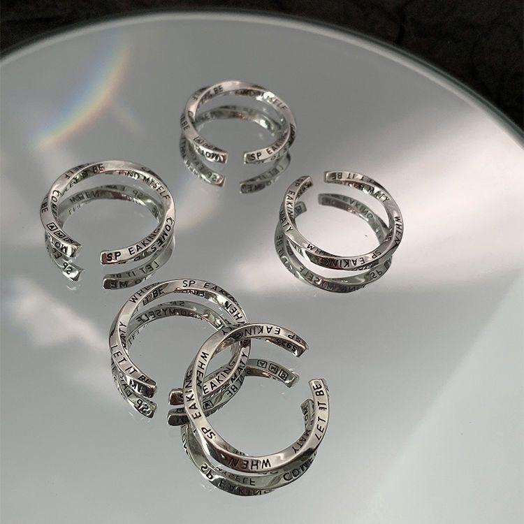 Geometric Mobius Ring Female Vintage Fashion Personality Letter Opening Ring Ins Index Finger Ring Tide