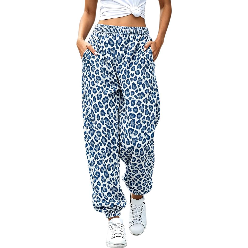 Women's Printed Jogger Pants with Elastic Cuffed Ankles, Casual Sweatpants for Everyday Wear
