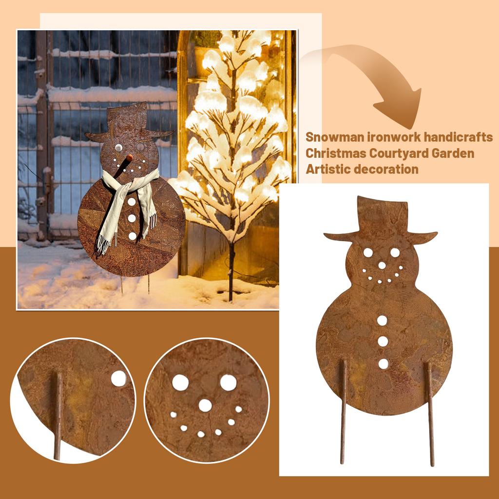 Snowman Wrought Iron Crafts Christmas Yard Garden Art Decoration