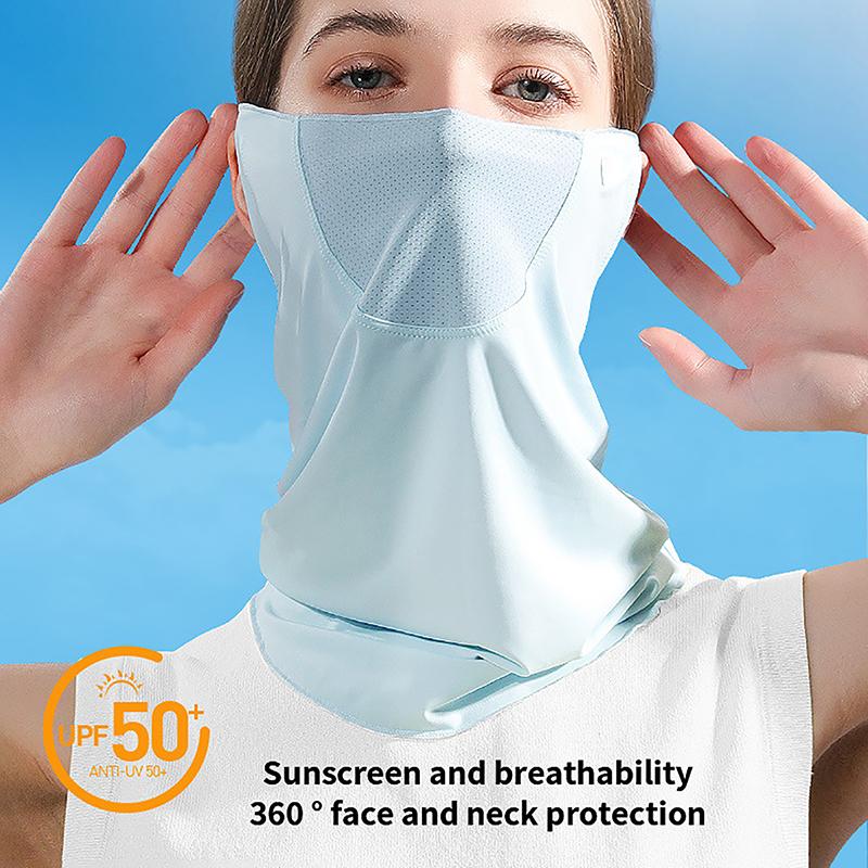 Ice Silk Sunscreen Mask Women Summer Anti-Uv Quick-Drying Face Cover Scarf Breathable Lady Neck Protection Hanging Ear Headband