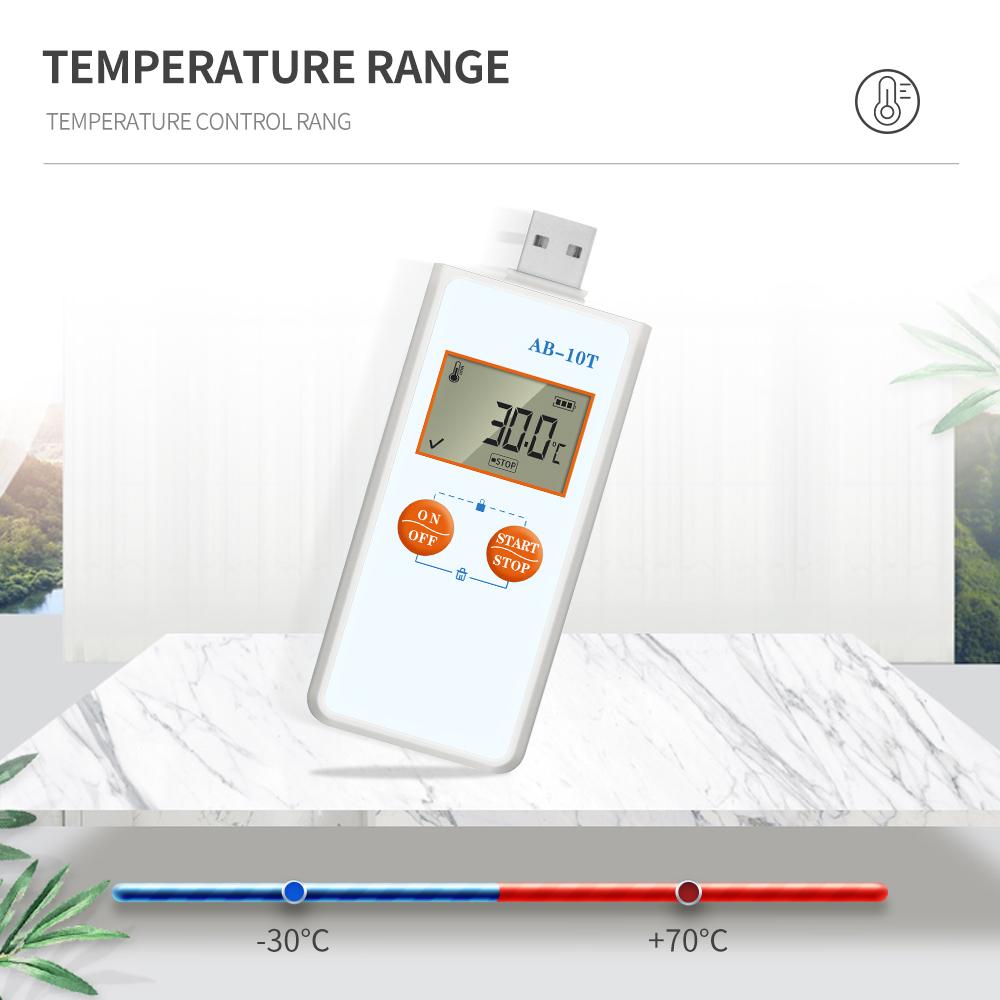 AB-10T USB Temperature Data Logger Mini Temp Recorder LCD Display Datalogger 48000 Points Capacity Thermometer for Food Medicine
