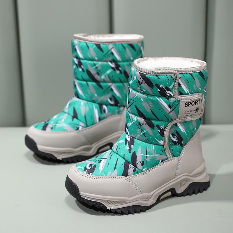 2024 Kinder High-Top Schneestiefel: Jungen Dicke Samt Warme Baumwollschuhe für Winter