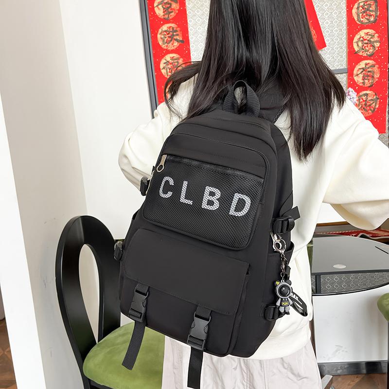 Three-Piece Backpack Set Large Capacity Student Schoolbag Women Solid Color Backpack with Lunch Bag Pen Bag