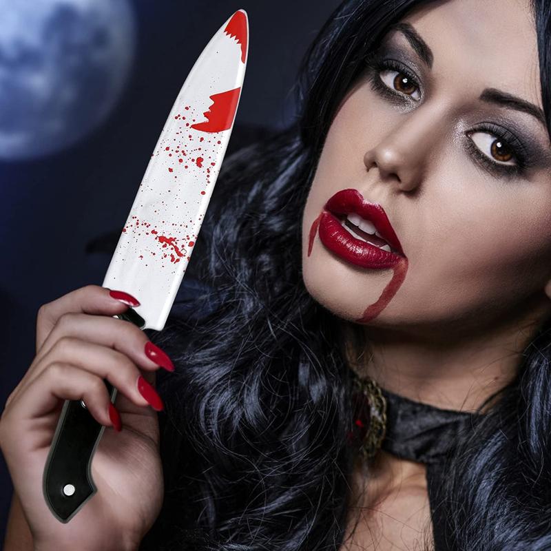 Halloween Bloody Knife Prop - Realistic Fake Plastic Knife For Horror Costumes, Scary Party Accessories & Haunted House Decor