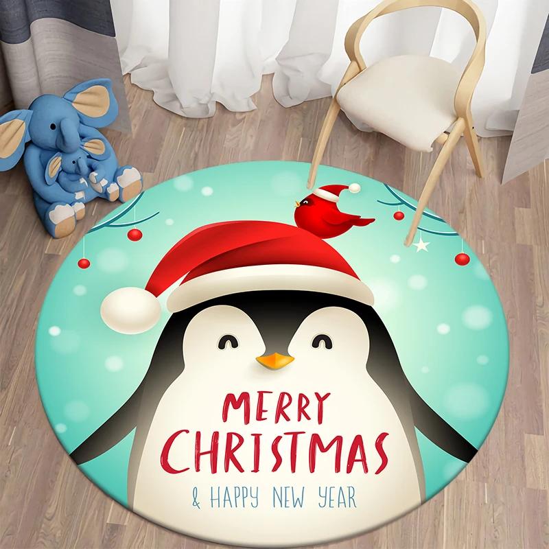 Christmas Decoration Kawaii Printed Round Carpet Home Bedroom Children's Living Room Floor Mat   Anti Slip