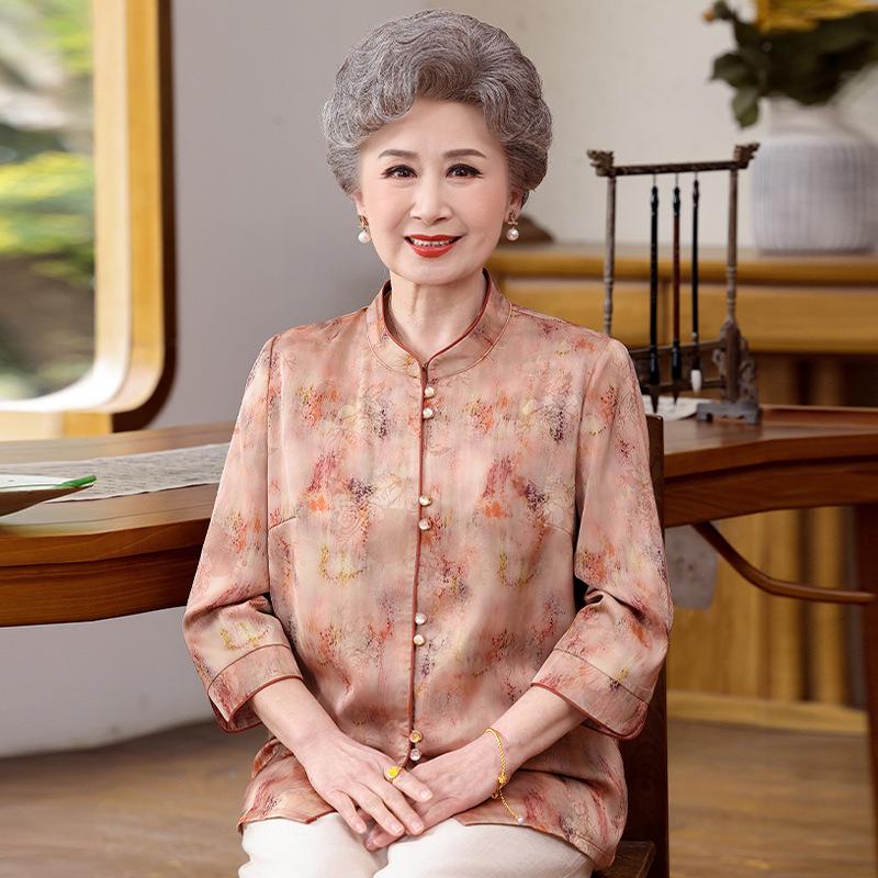 

Stylish Spring/Summer Three-Quarter Sleeve Top for Elderly Women 4XL (135-145 lbs)