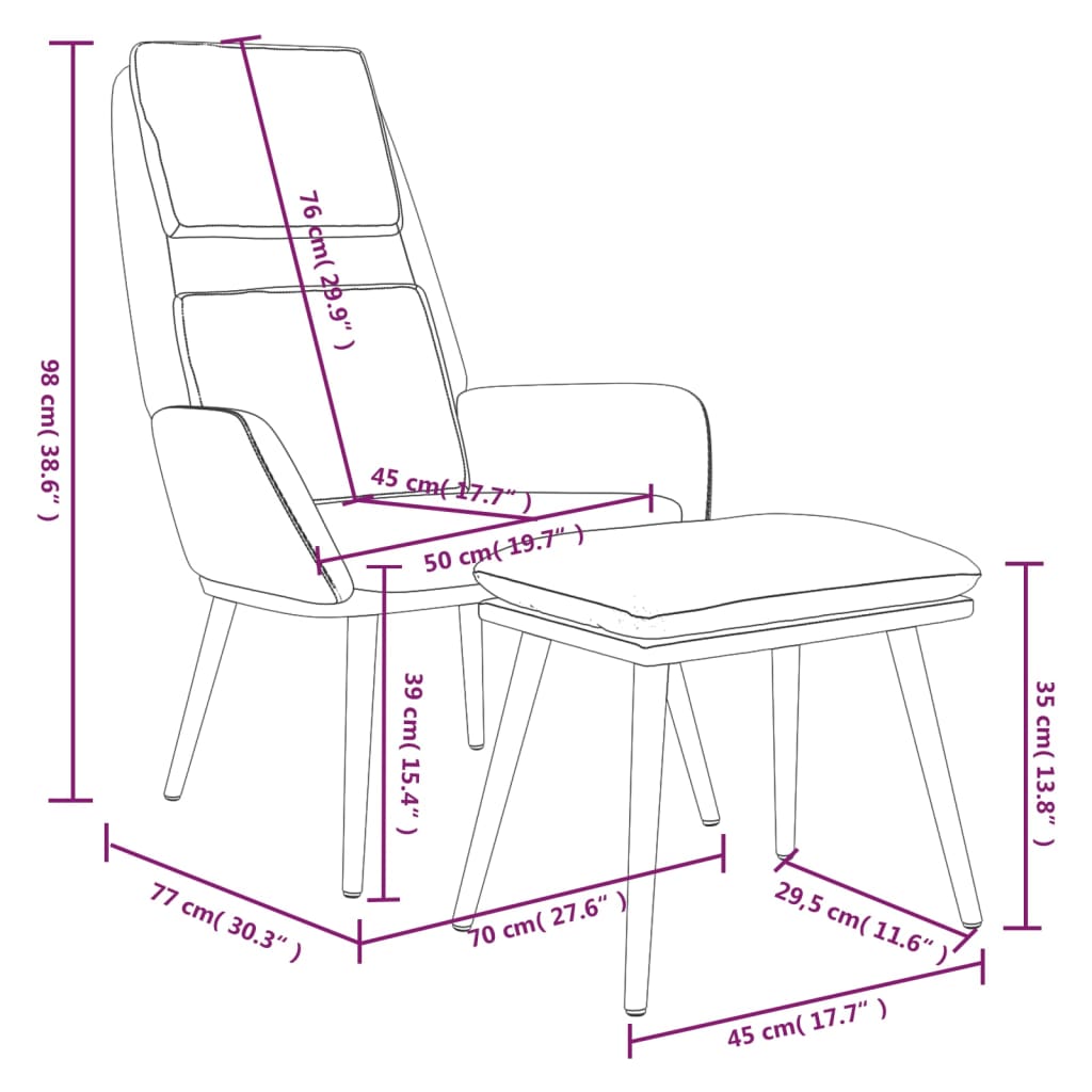 Cream Fabric Relaxation Armchair with Footstool
