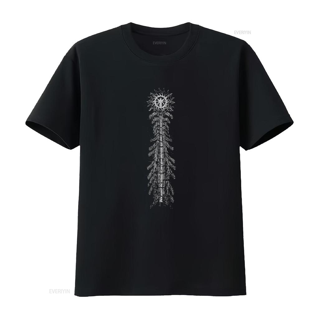 NECROPHAGIST Mors Gothic Skull Crossbones Print T Shirt for Men and Women Vintage Washed Graphic Casual Homme