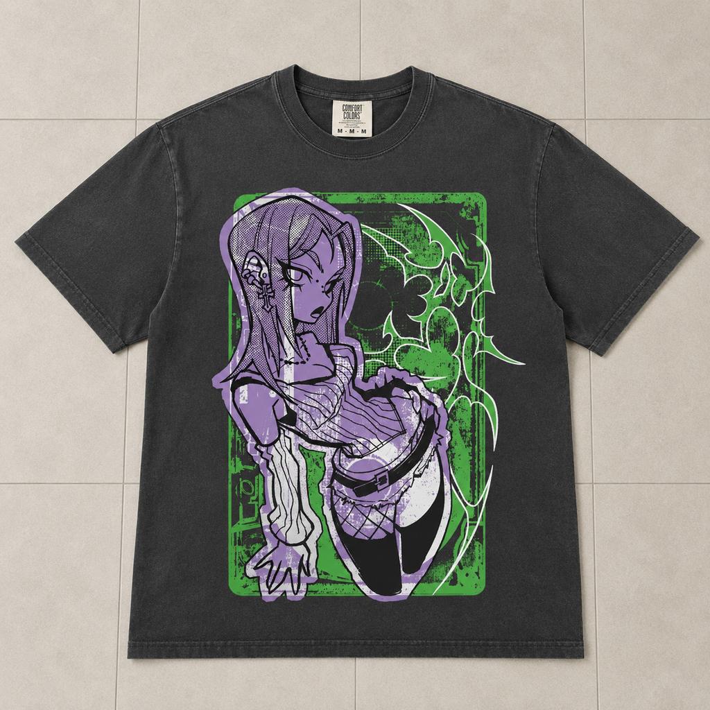 Y2K Anime Girl Graphic T-Shirt Gothic Grunge Punk Alt Vintage Streetwear Aesthet